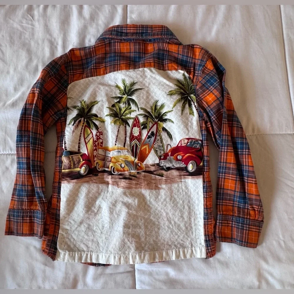 Carter's Orange & Blue Plaid Button-Down Shirt Size 5T